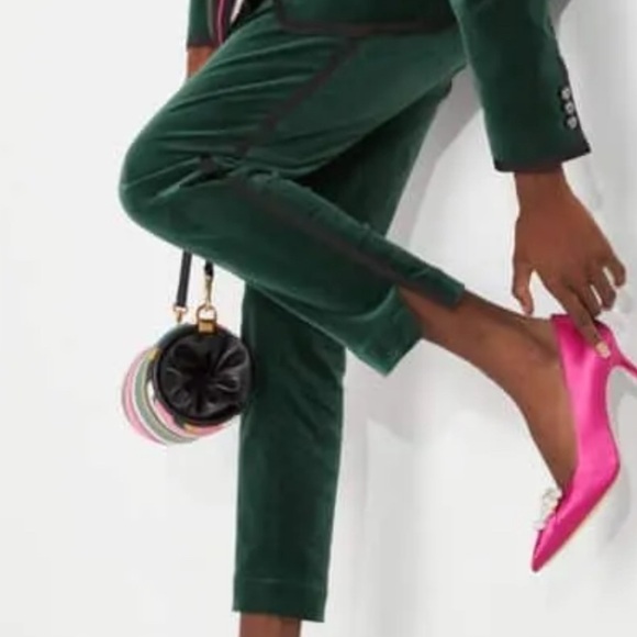 Kate Spade Green Velvet Tuxedo Pants - Picture 2 of 4